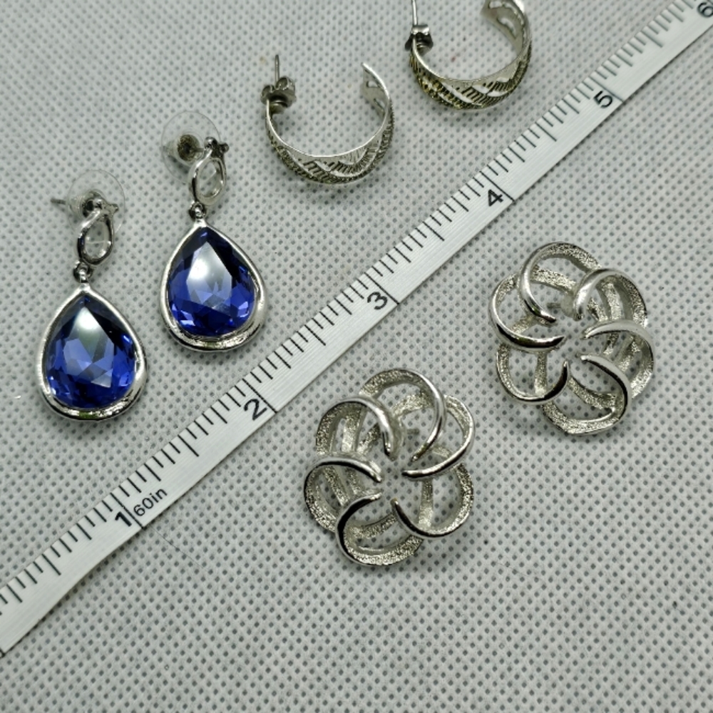 Fashion Earrings Bundle of 3 Silvertone